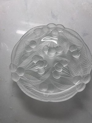 Mikasa Bountiful Cherry Design Glass Salad Plate, Clear & Frosted Trinket Dish