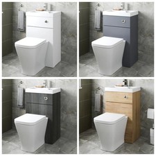 2 in 1 Back to Wall BTW Toilet Basin Combi Unit 500mm Bathroom Dual Flush Modern