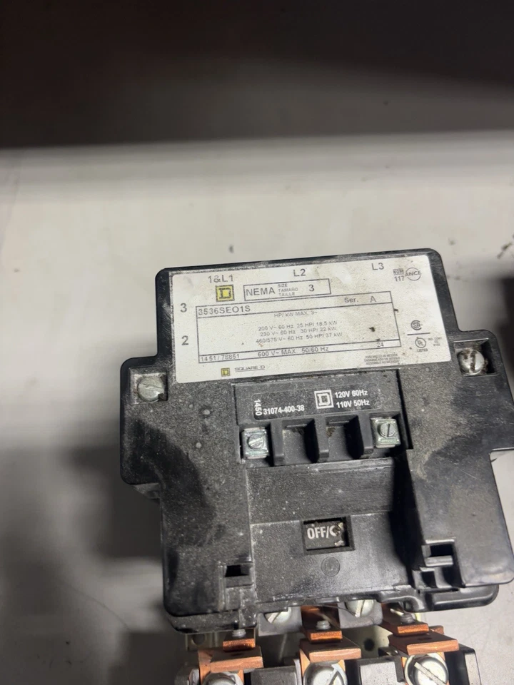 Square D 8536SE01S Motor Starter Series A NEMA Size 3 600VAC Max 8536 SE01S USED - Image 2 of 4