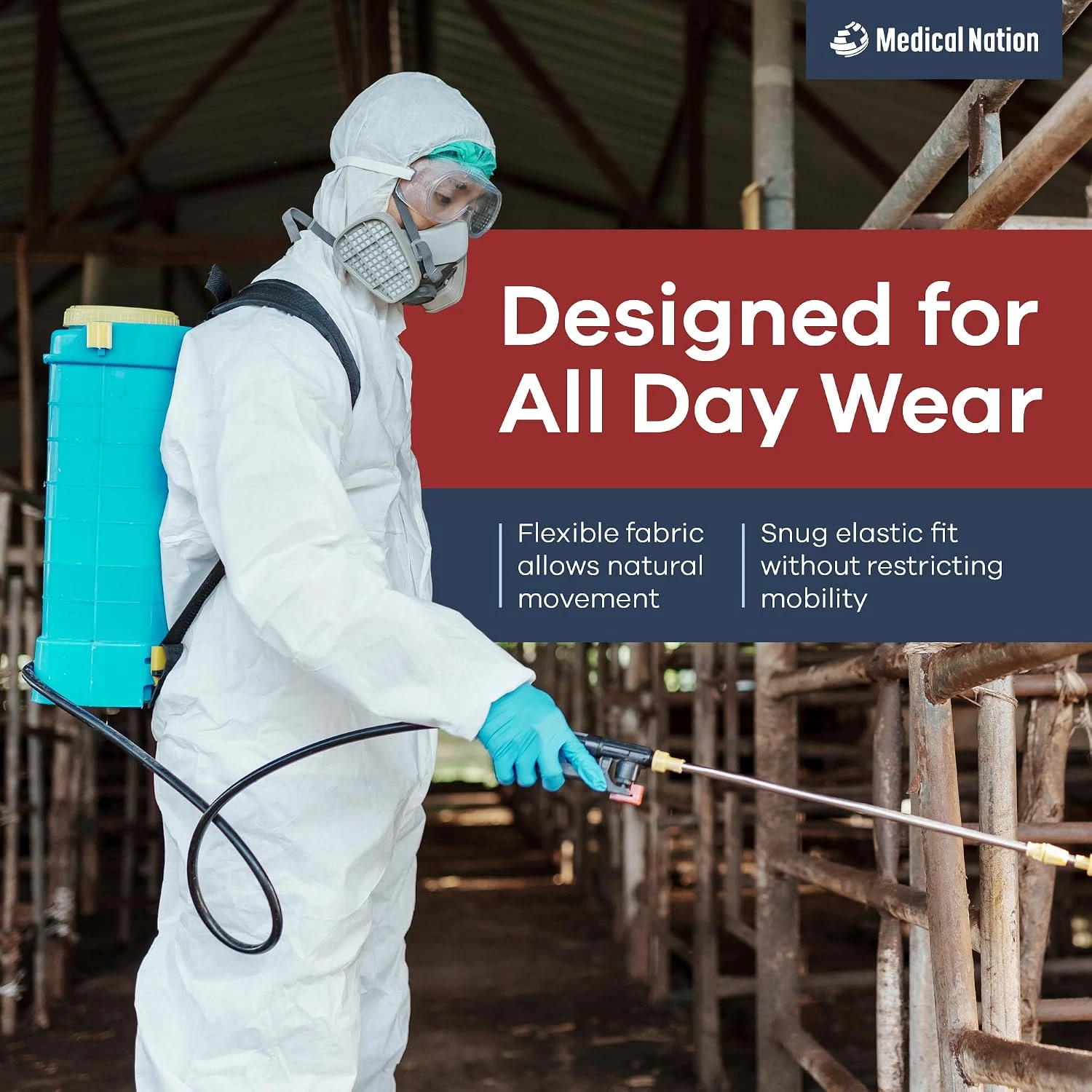 Hazmat Suits Disposable | 25 Pack | Protective Coveralls with Attached Hood and - product detail image 5