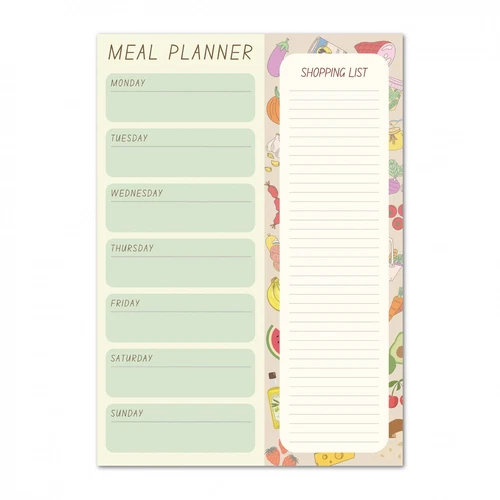52 Sheet A5 Magnetic Weekly Meal Planner Notepad - Foods