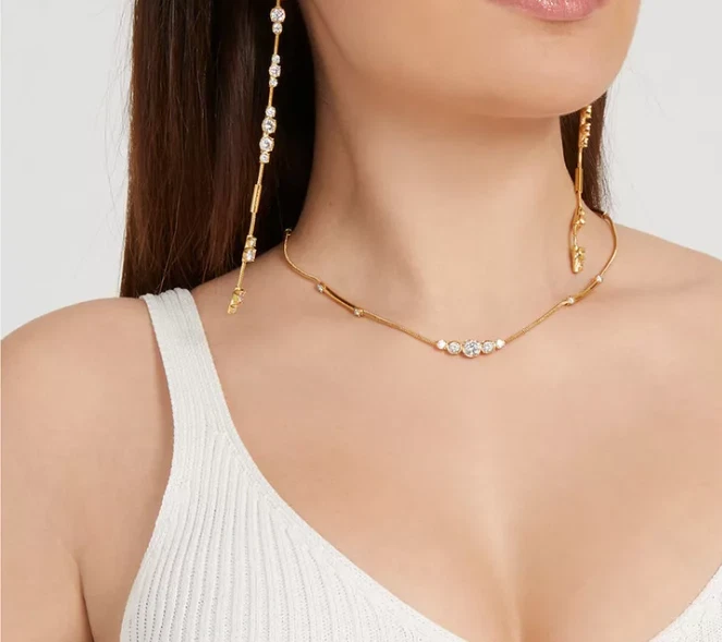 Collana Guess Donna Acciaio Dorata Centrali Zirconi Bianchi _JUBN01 - Immagine 3 di 3