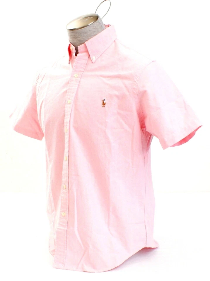 Camisa Ralph Lauren Rosa Calce Clásico Manga Corta Botón Frontal Algodón Para Hombre NUEVA Foto 2 de 4