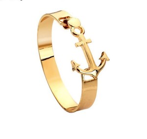 Sublime,Bracelet,Jonc,Ancre,Marine,Femme,Dore,or,