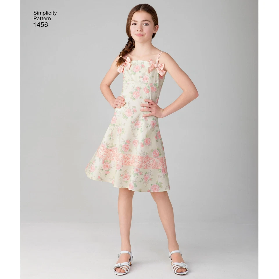 SIMPLICITY 1456 DRESS & HAT CHILD & GIRLS' Sewing Pattern Ages 3-6 & 7-14 - Image 3 of 4