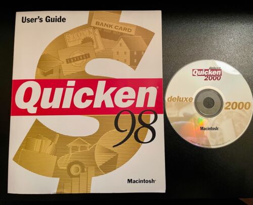 Vintage Quicken Deluxe 2000 CD for MAC and Quicken 98 manual for MAC