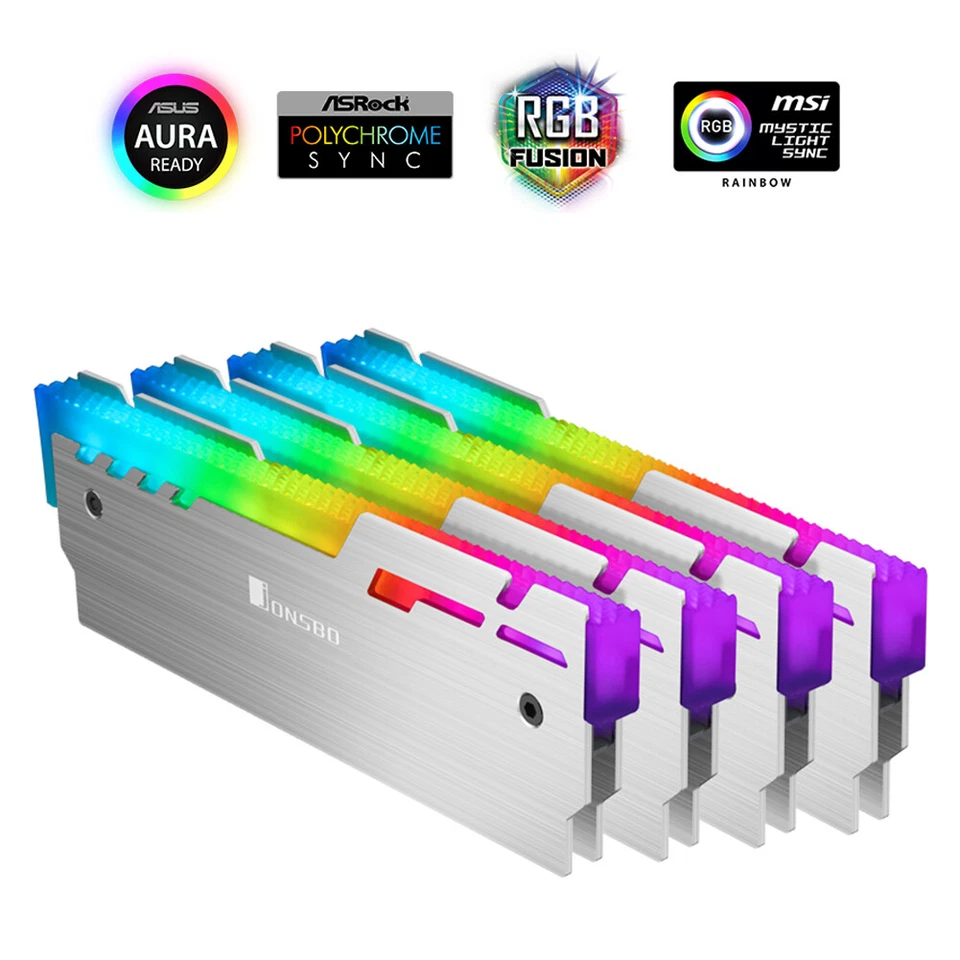 RGB Memory Cooler 5V 3-pin Addressable LED Aluminum Radiator RAM Cooling 2-Pack - Image 2 of 4