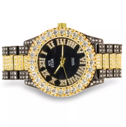 Techno Pave Mens Two-Tone and Black Diamond Watch - Picture 4 of 4