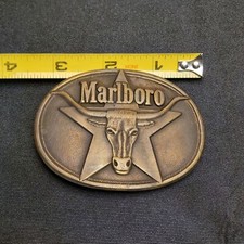 Marlboro Brass Longhorn Belt Buckle Vintage 1987 Oval Philip Morris Southwestern