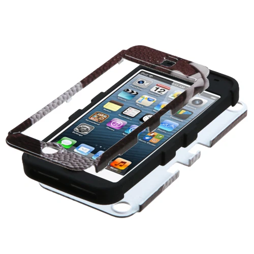 iPod Touch 5ª 6ª 7ª Generación - FUNDA HÍBRIDA ARMADURA DE IMPACTO DURA Y SUAVE MARRÓN FÚTBOL Foto 3 de 4