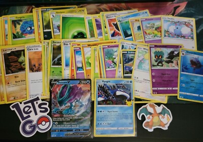Pokemon TCG : 50 CARD LOT RARE, COMMON, HOLO & GUARANTEED FULL ART with  Deck Box