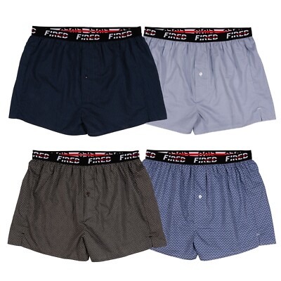 Herren gewebte Boxershorts, 100 % gekämmte Baumwolle, gebrannt sortiert 3er-Pack, Medium-5XL