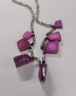 Pink Quarts Crystal Geode Rock and Metal Bead Necklace 18 i" with lock #116 — photo 7
