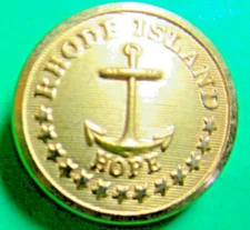 VINTAGE SUPERIOR QUALITY RHODE ISLAND STATE SEAL ANCHOR VERBAL HOPE BUTTON-W122