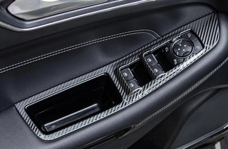 Aço para Ford Edge 2018-2021 trava de janela painel de elevação acabamento moldura 4X fibra de carbono - Imagem 4 de 4