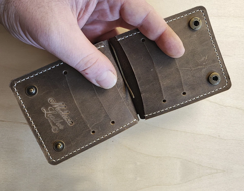 Ukraine Handmade 100% Men`s Money Clip Genuine Leather Crazy Horse - Image 2 of 4