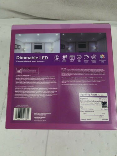 Philips 65-Watt Equivalent BR30 Dimmable 7.2w LED Light Bulb Daylight-3 PACKS-3 - Picture 2 of 3
