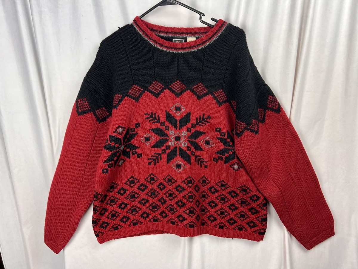 Shetland Wool Sweater Vintage Maurices Winter Pullover Large Red