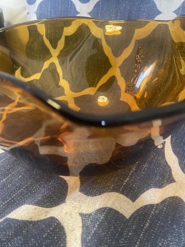 VINTAGE ANCHOR HOCKING? AMBER CRIMPED EDGE GLASS BOWL EUC - Picture 5 of 11