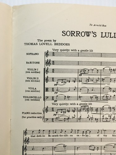 Sorrow's Lullaby Thomas Lovell Beddoes String Ensemble Vintage Sheet Music 1927 - Picture 3 of 4