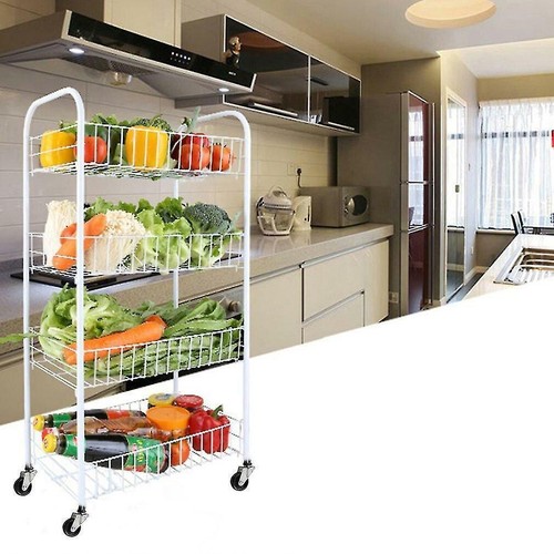 Trolley Basket Rack Kitchen Storage Vegetable\Fruit cart With Wheels(2/3/4 Tier) - Picture 2 of 11