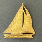 RARE!! Miriam Haskell Gold Tone Nautical SAIL BOAT Brooch 2.25"
