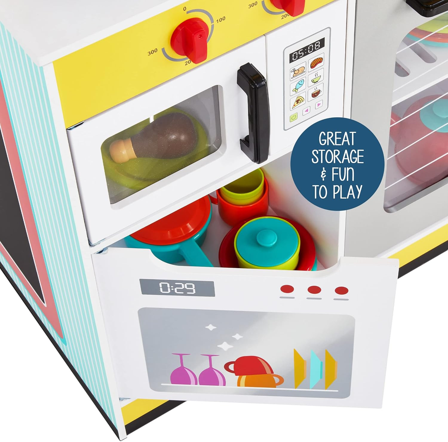 Double-Sided Wooden Restaurant Playset with Lights & Sounds for Kids