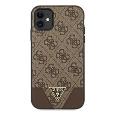 GUESS Custodia iPhone 11 Cover 4G Triangolo Collezione Logo Marrone