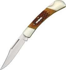 New Rough Ryder Folding Hunter Amber Bone Folding Poket Knife KA01