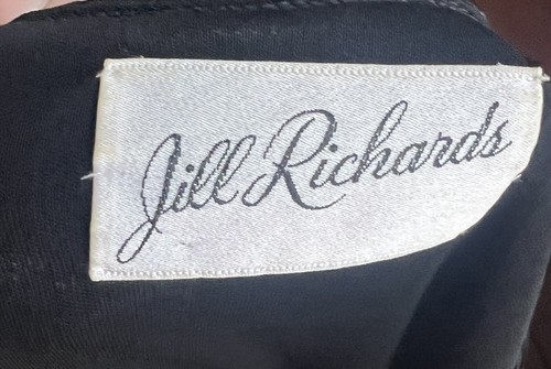 Vtg Maxi Dress Black Long Fringe Jersey Sz 8 Small By Jill Richards - Picture 7 of 13