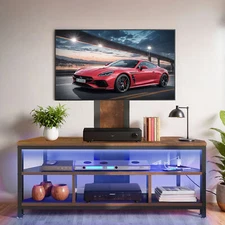 LED TV Stand With Mount & Power Outlets for 70 Inch Rustic Entertainment Center