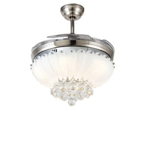 Modern Silver Crystal Led Chandelier 42 Invisible Ceiling Fans