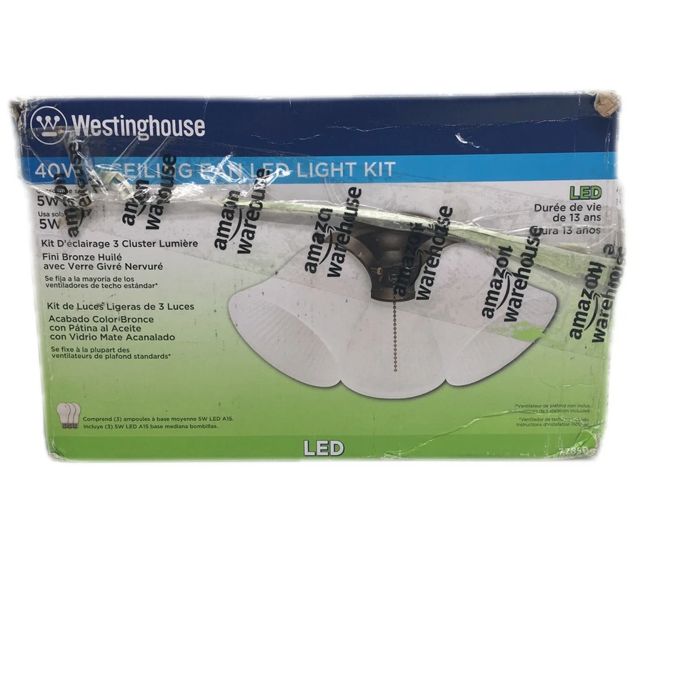 Westinghouse 40 Вт потолочный вентилятор полированная маслом бронза белый светодиодный кластер комплект из 3 ламп - Изображение 2 из 4