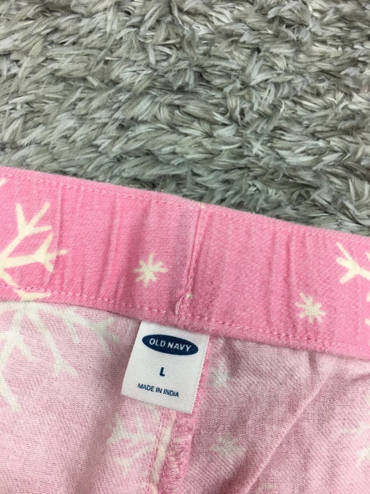 Pantalones de pijama Old Navy para mujer talla grande rosa copo de nieve cálidos para dormir Foto 4 de 4
