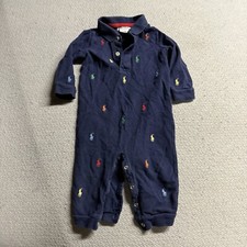 Vintage Polo by Ralph Lauren Navy Blue Kids One Piece Bodysuit 9 Months EUC