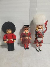 Lot of 3 British UK Scottish Souvenir Sleepy Eye Celluloid Plastic Dolls 1950's