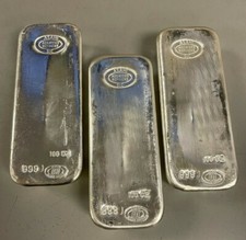 Lot of 3 Silver 100 oz Asahi .999 Fine Silver Bars