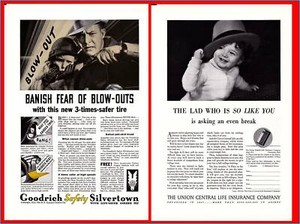 1933 Goodrich Silvertown Golden Ply Tire - Union Central Life Insurance Print Ad