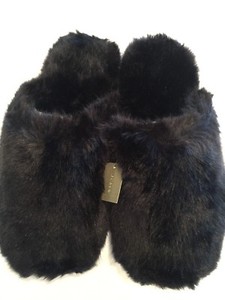 black fuzzy slippers