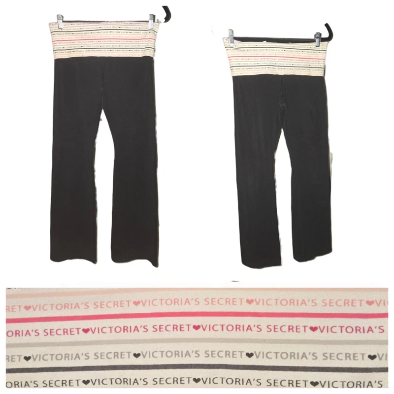 victoria-secret-vs vintage foldover yoga flare rainbow stripes pants