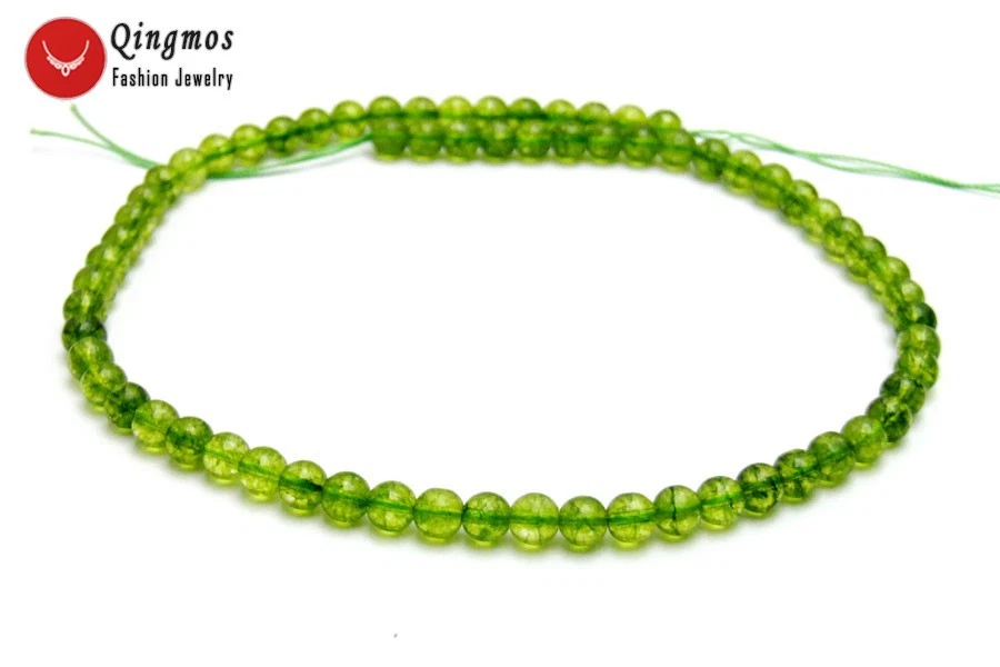 6mm Round Natural Green Peridot Loose Beads for Jewelry Making DIY Strands 15" - Image 3 of 4