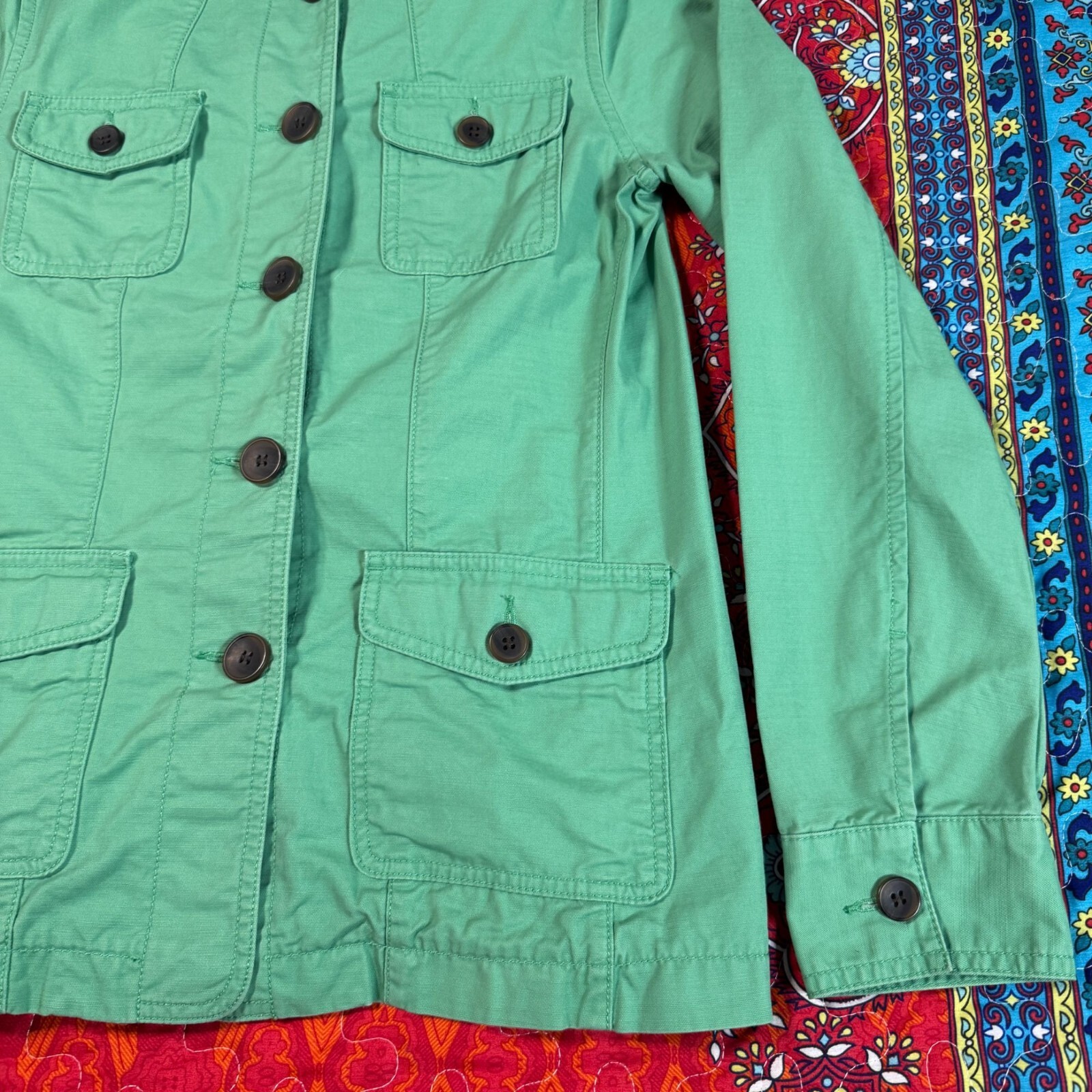 Talbots Green Utility Jacket Button Front Multipl… - image 5