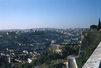 1950's Slide Daytime View From Hillside at Lisbon Portugal Red Border