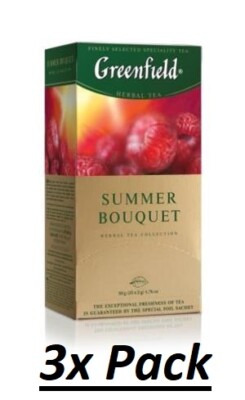 3x Tee Greenfield herbal SUMMER BOUQUET 25 Beutel чёрный чай со вкусом малины