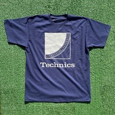 Technics Turntable T-Shirt - Navy Blue - White Reflective Print - Large - DJ
