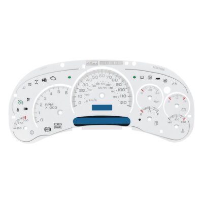 White Gauge Face Overlay LED-Version Trans Temp für GM Silverado Sierra Tahoe