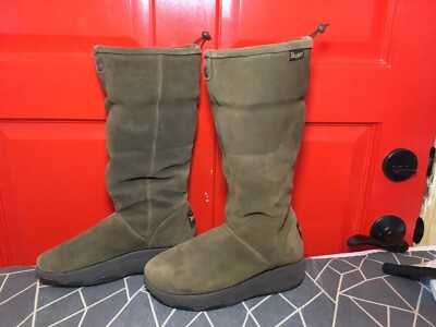2010 Sketchers Tone Ups Brown Leather Boots Faux Fur Inside Genuine Leather US 7