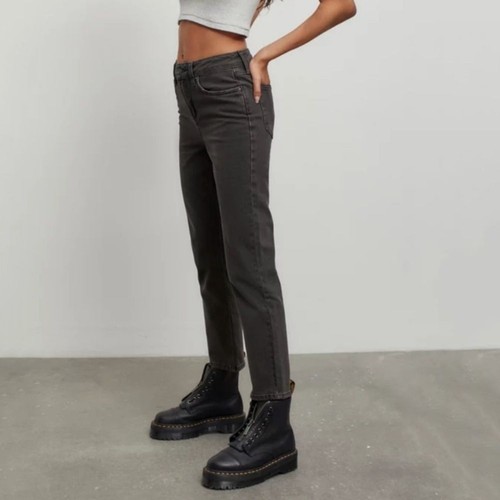 NUEVO Jeans rectos ajustados de tiro alto Urban Outfitters BDG negros/grises talla 28 - Imagen 2 de 8