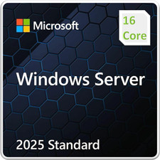 Genuine Windows Server 2025 Standard Edition - 16 Core/2VM, DVD, COA