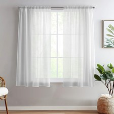 TOPICK Sheer White Curtains for Kitchen Living Room Bedroom Window Lightweight 